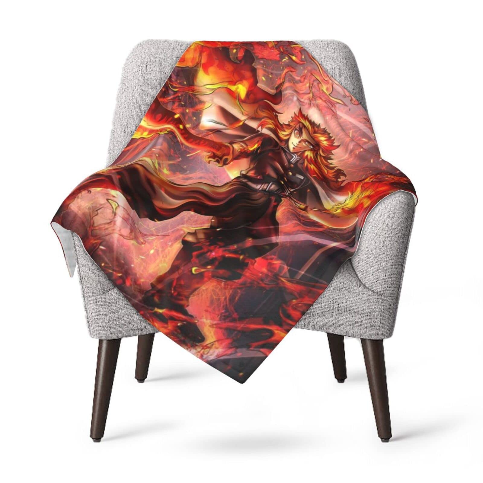 Amazon｜鬼滅の刃 煉獄杏寿郎 ブランケット 毛布 ひざ掛け ハーフ